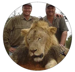 Walter Palmer posing with Cecil, the African lion he killed-Tourism without Trophy Hunting campaign